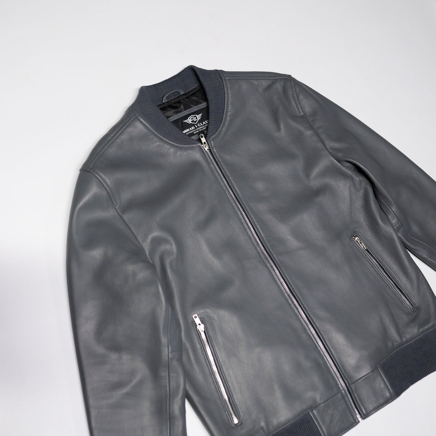 Victory Leather Bomber Jacket - Grey