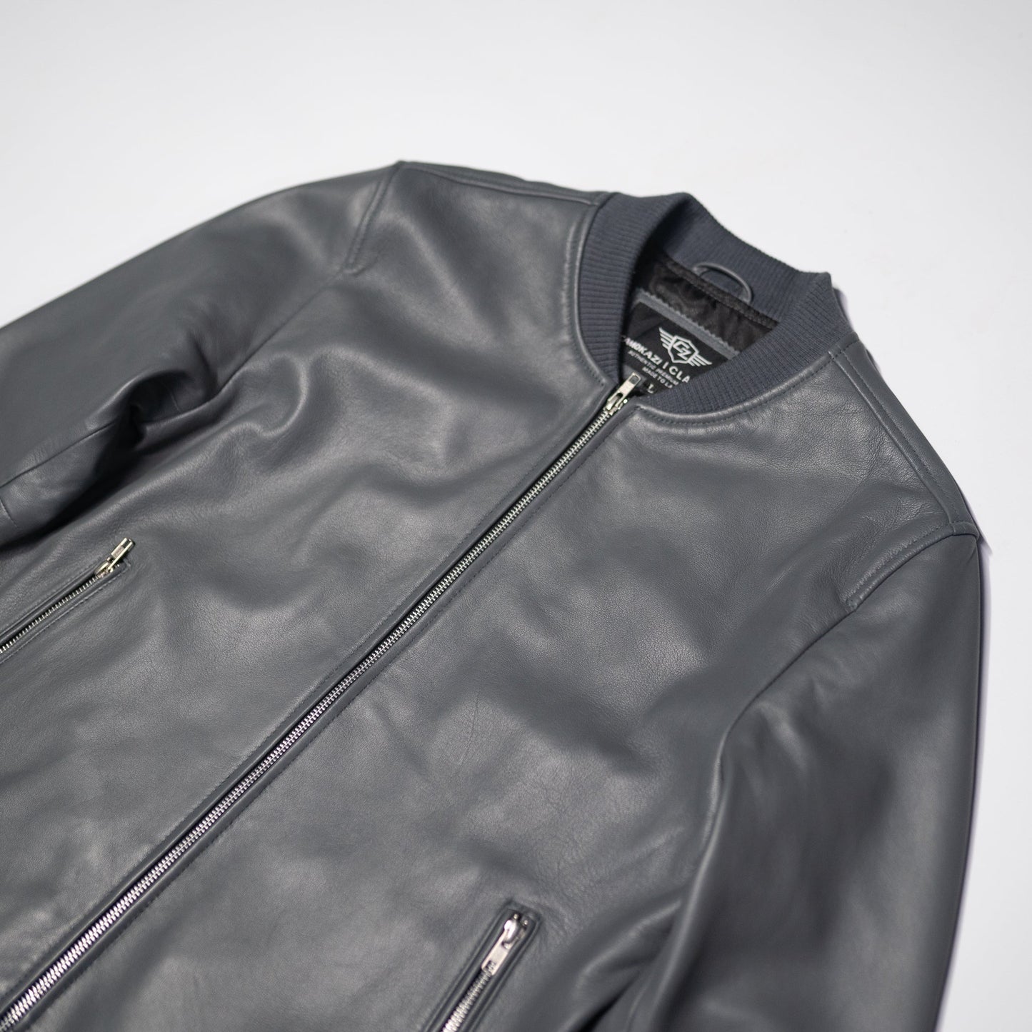 Victory Leather Bomber Jacket - Grey