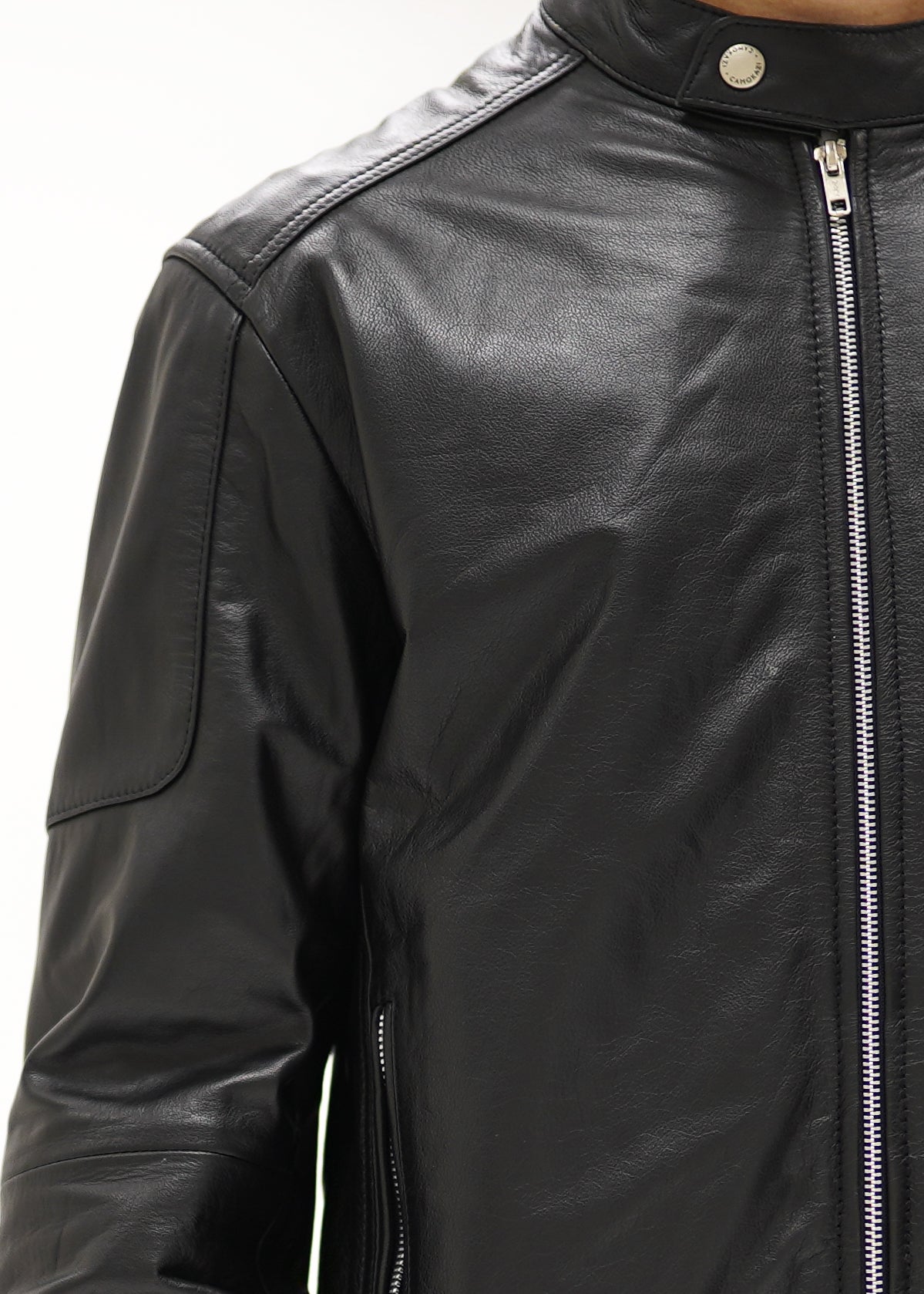 Valiant Black Leather Racer Jacket