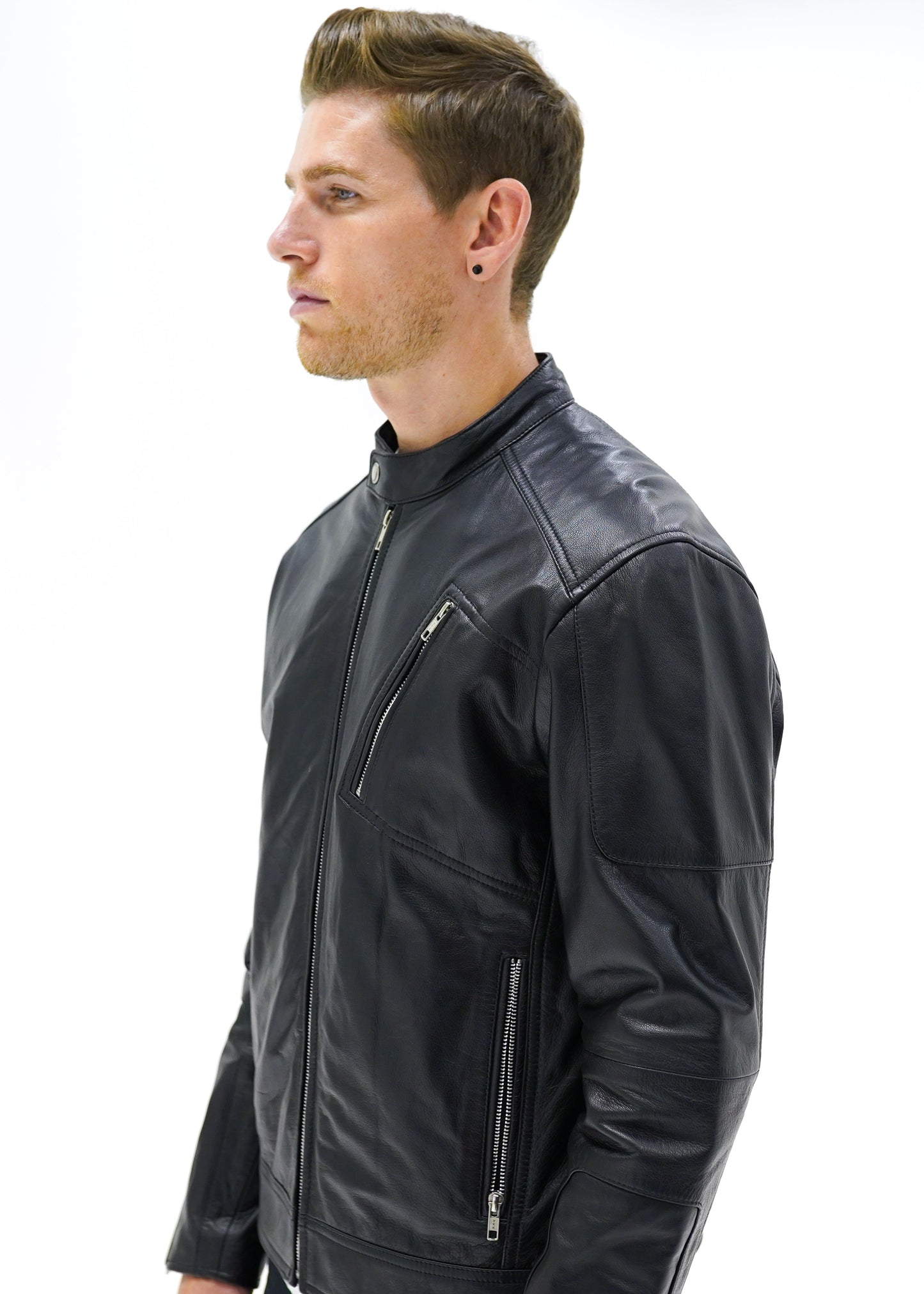 Valiant Black Leather Racer Jacket