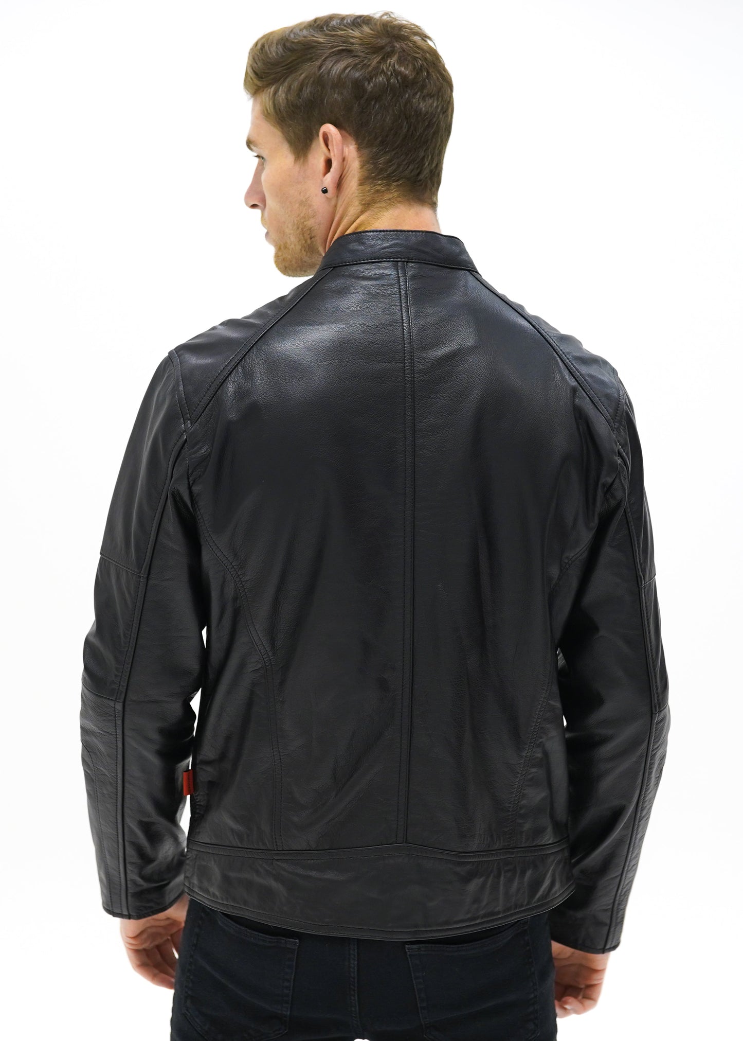 Valiant Black Leather Racer Jacket