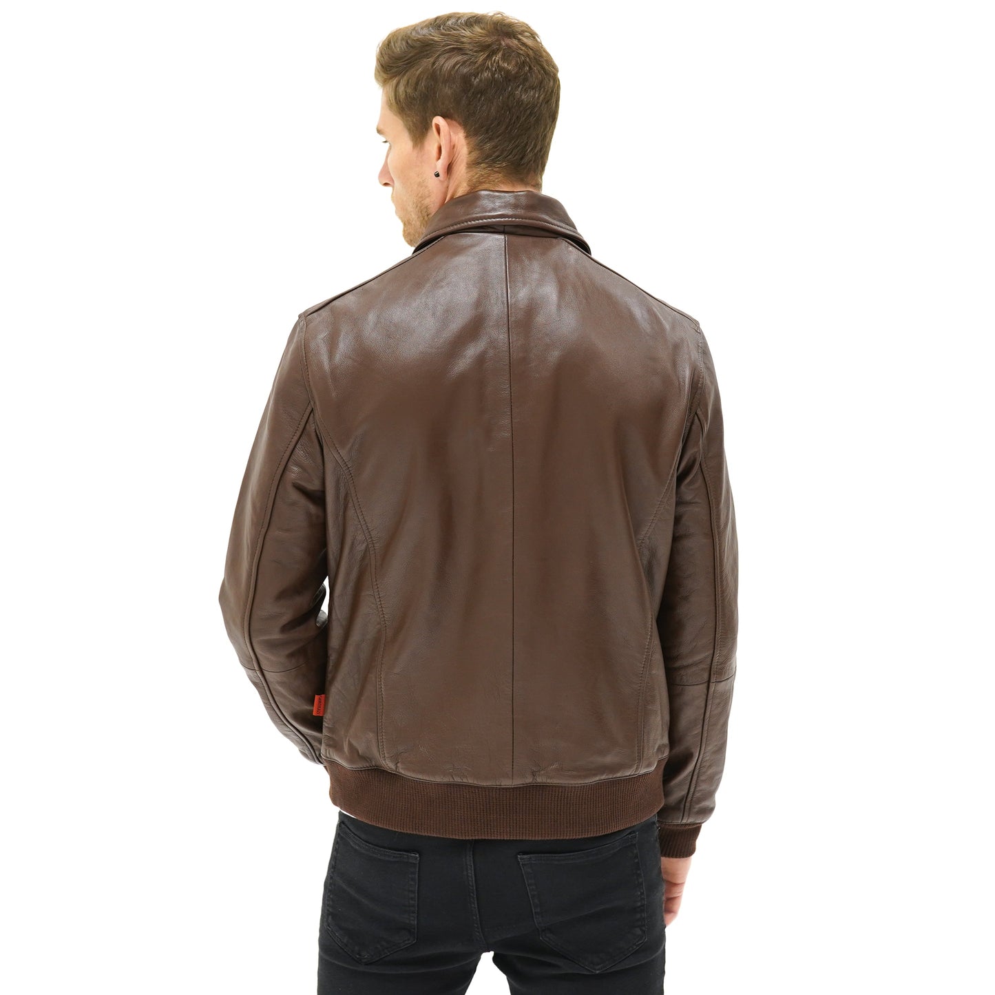 Viceroy - Brown Leather Collar Bomber Jacket