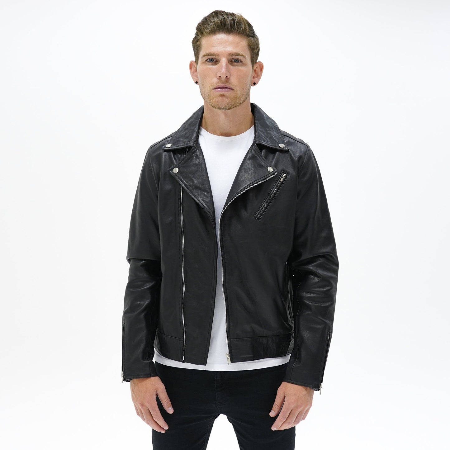 Vantage Classic Leather Biker Jacket