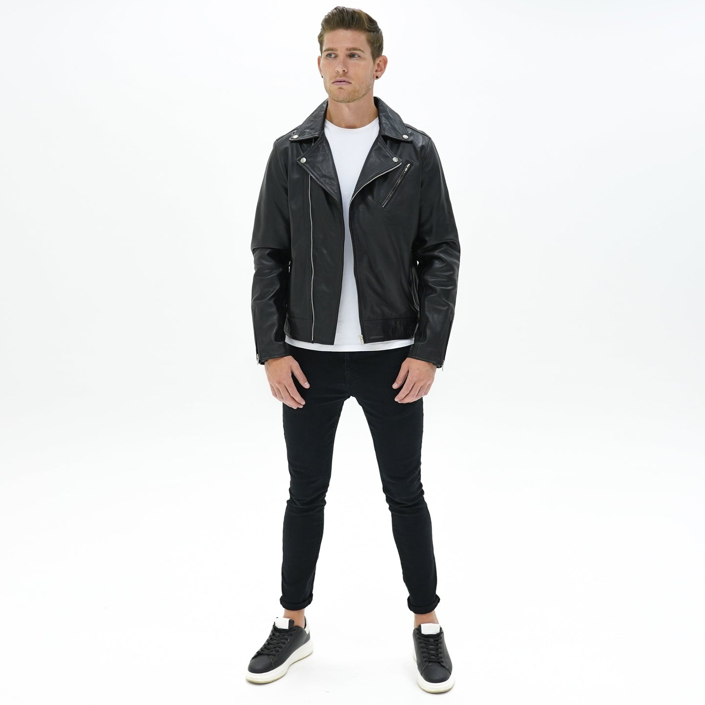 Vantage Classic Leather Biker Jacket