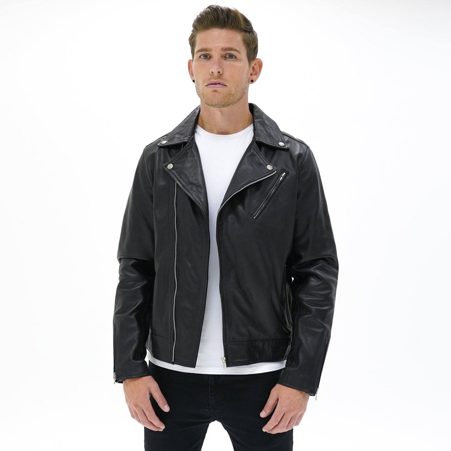 Vantage Classic Leather Biker Jacket