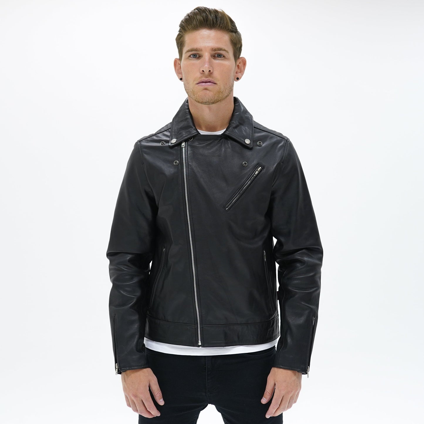 Vantage Classic Leather Biker Jacket