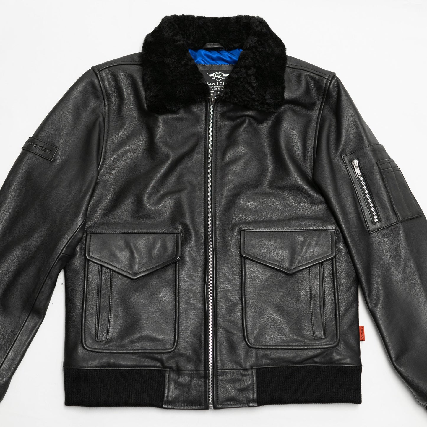 Vulcan Black Leather Flight Jacket - Mens