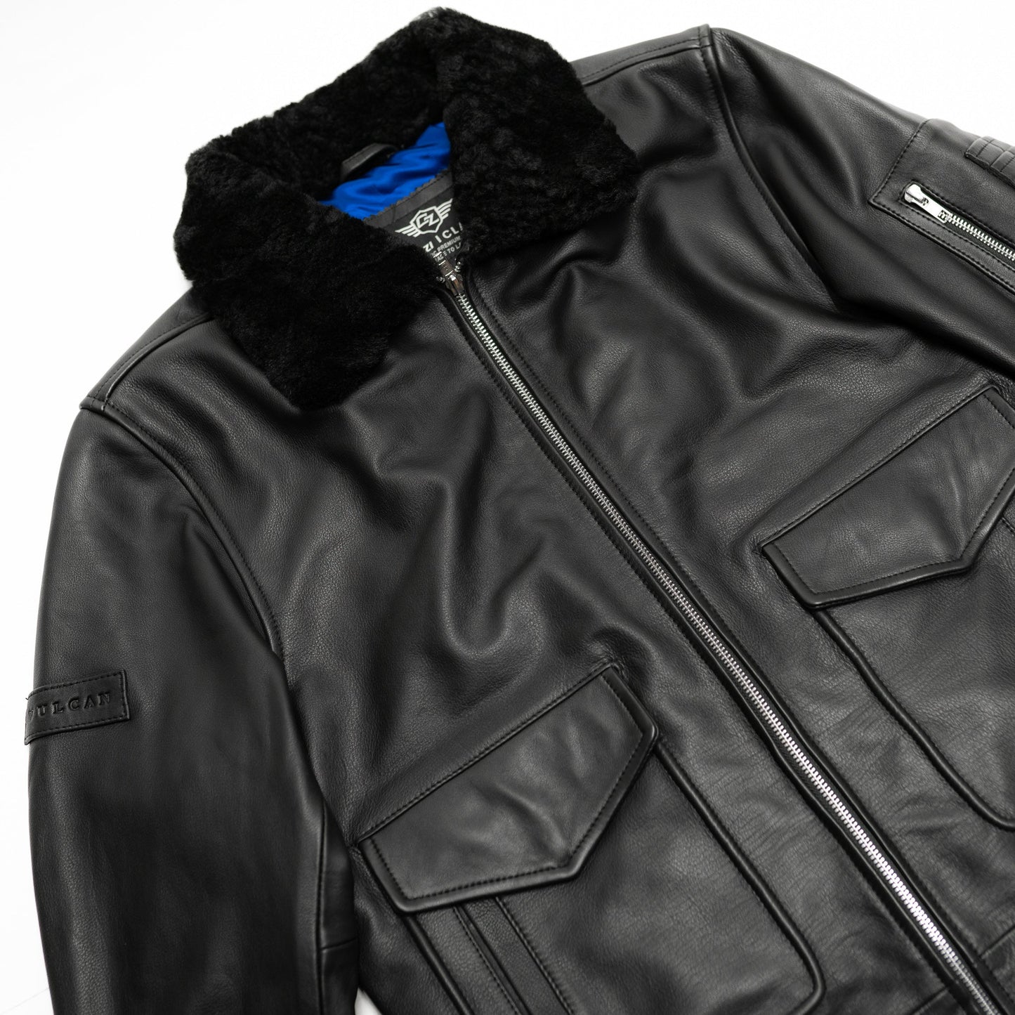 Vulcan Black Leather Flight Jacket - Mens