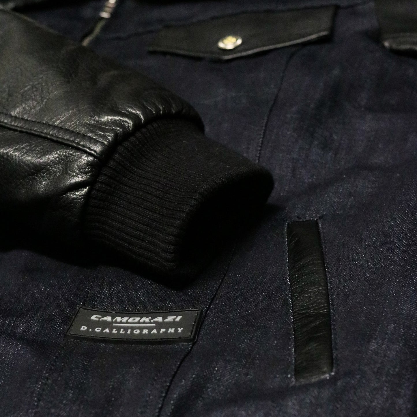 Vulcan X D.Calligraphy Navy Leather Flight Jacket