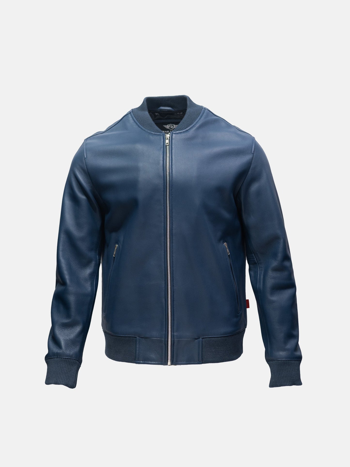 Victory Leather Bomber Jacket - Midnight Blue