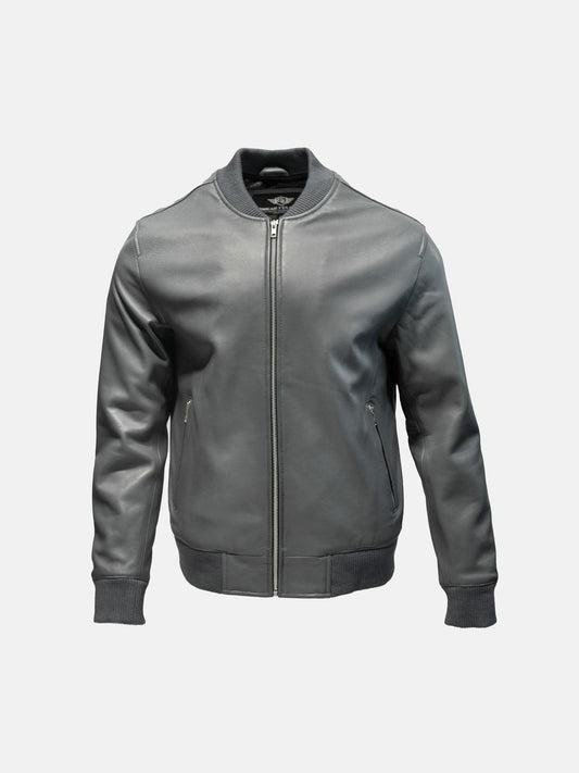 Victory Leather Bomber Jacket - Grey