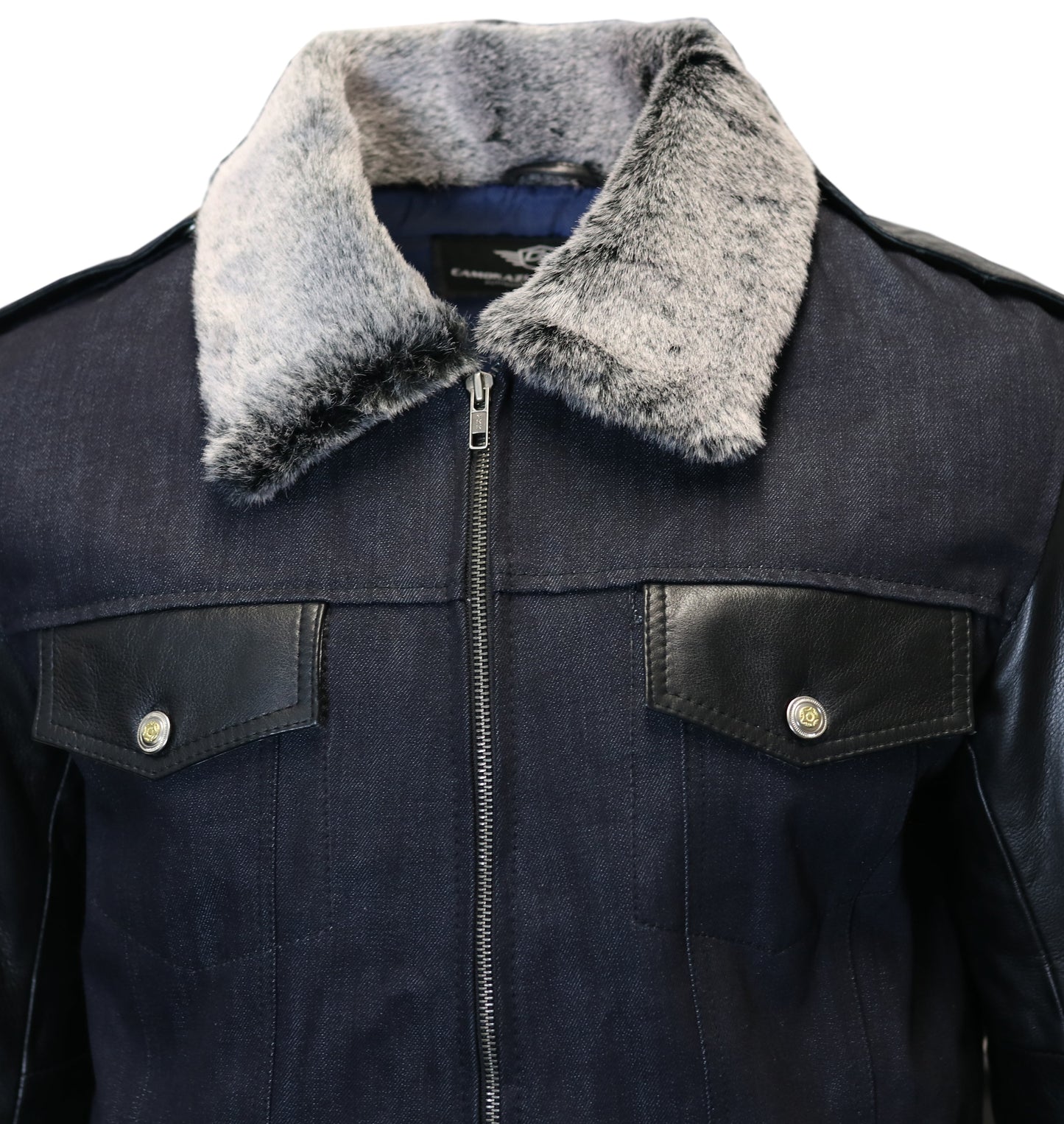 Vulcan X D.Calligraphy Navy Leather Flight Jacket