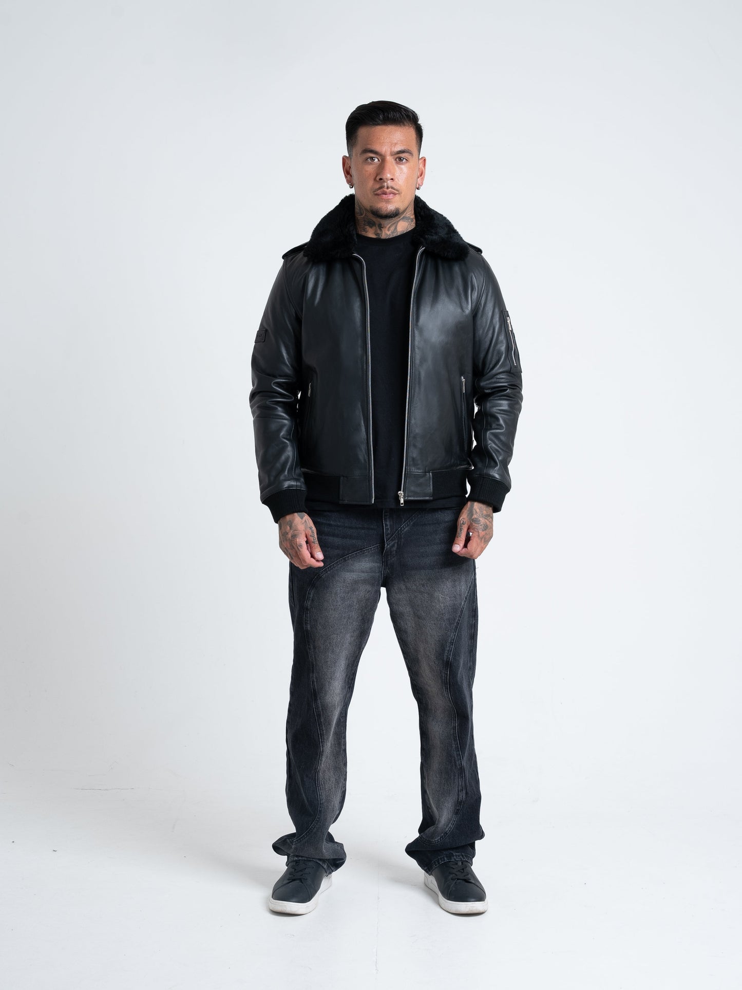 Vulcan II Black Leather Flying Jacket