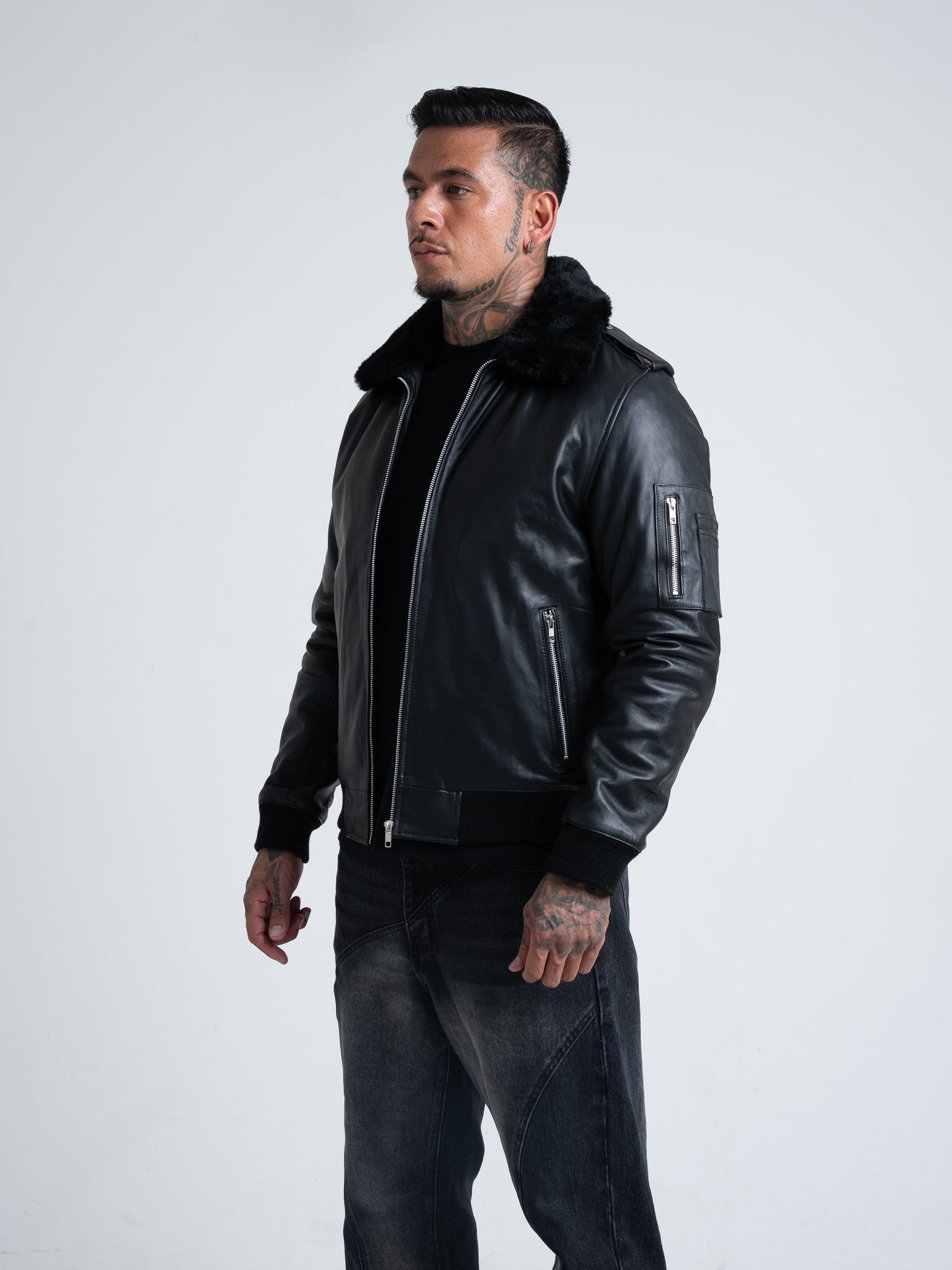 Vulcan II Black Leather Flying Jacket