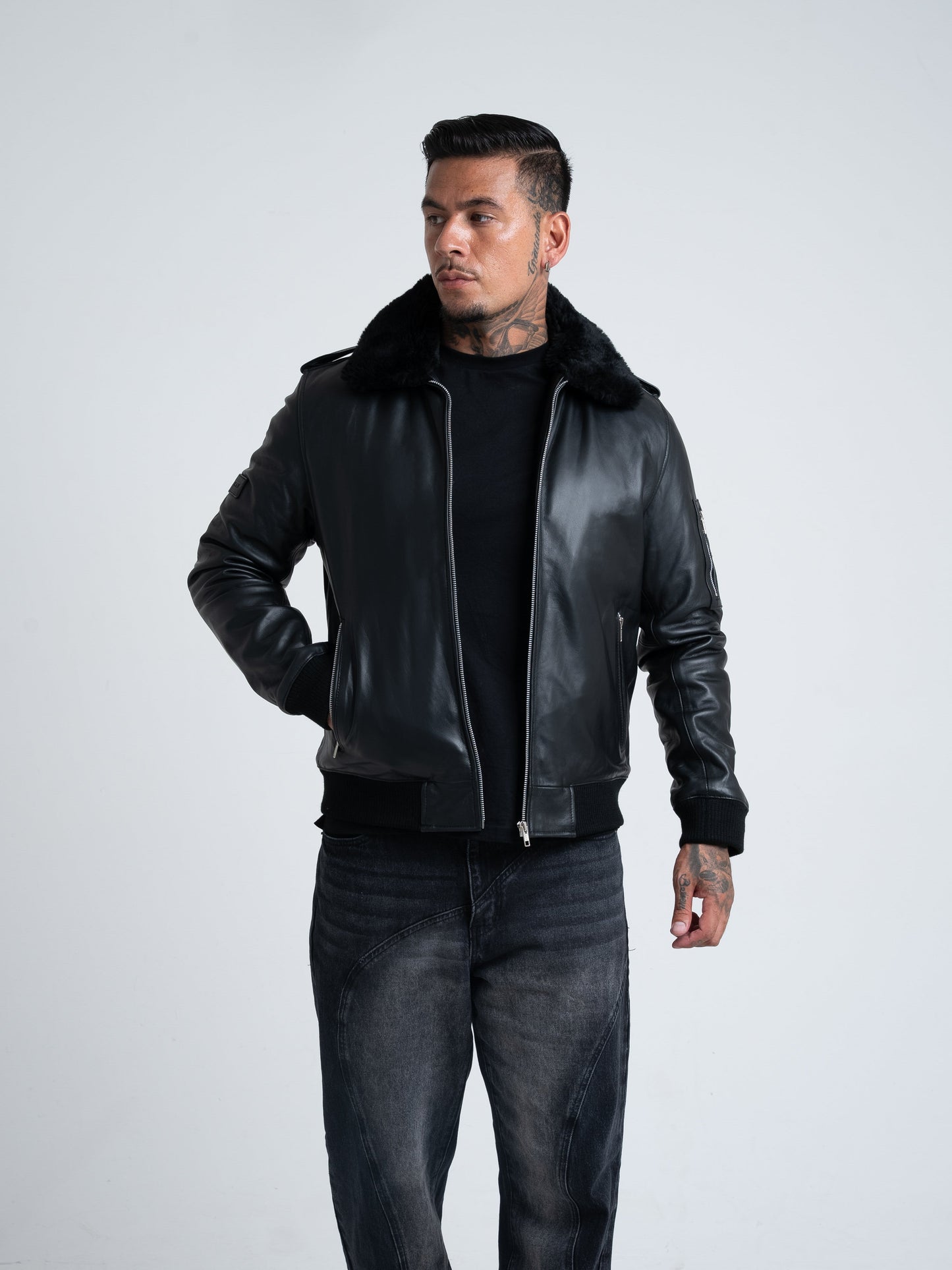 Vulcan II Black Leather Flying Jacket