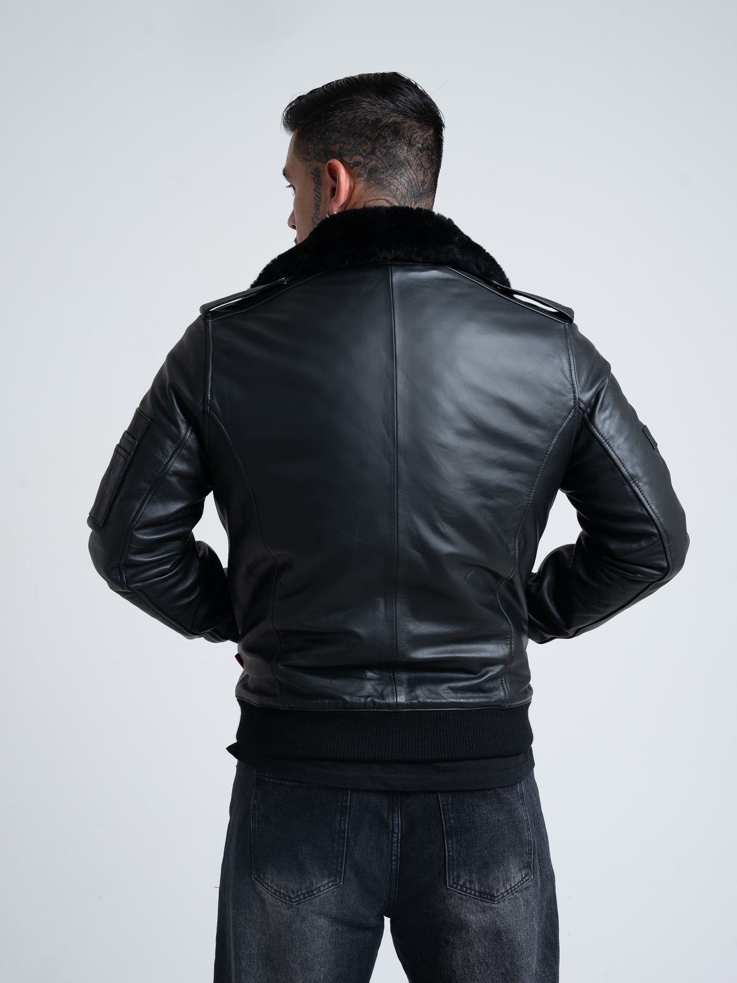 Vulcan II Black Leather Flying Jacket