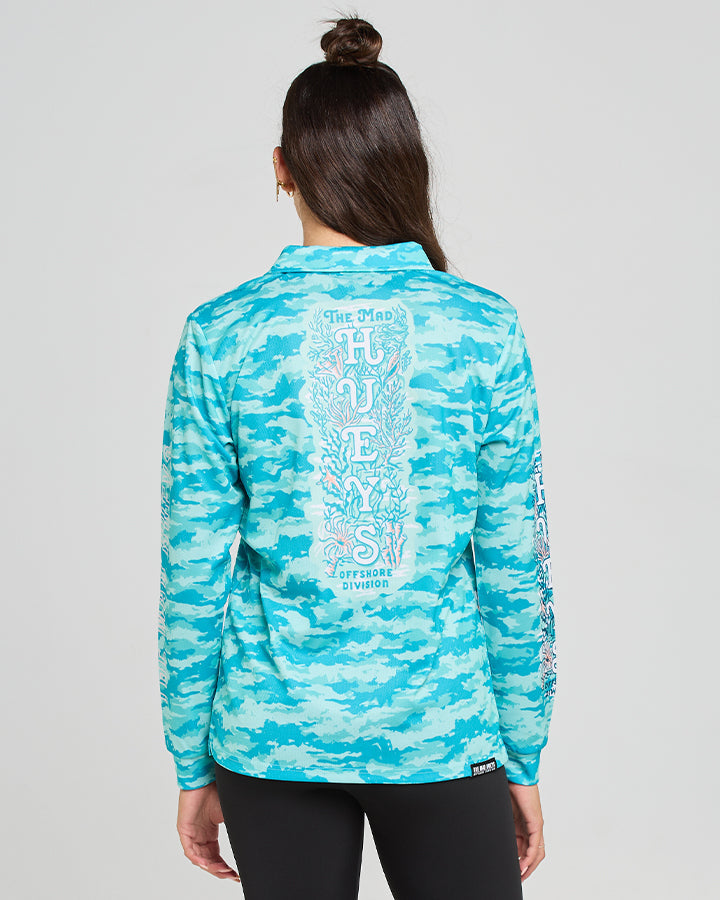 SEA FLOOR HUEYS | WOMENS FISHING JERSEY - AQUA