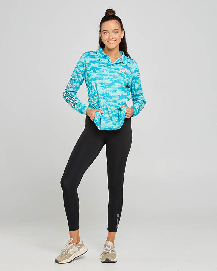 SEA FLOOR HUEYS | WOMENS FISHING JERSEY - AQUA