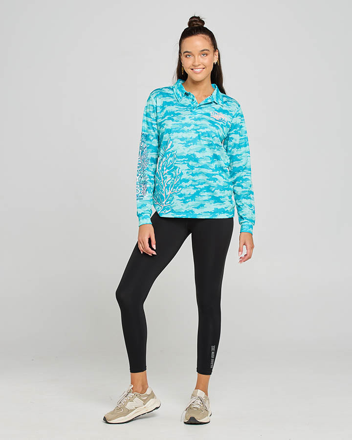 SEA FLOOR HUEYS | WOMENS FISHING JERSEY - AQUA