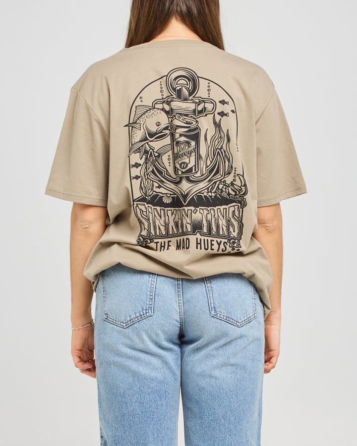 SINKIN TINS | WOMENS OVERSIZED SS TEE - KHAKI