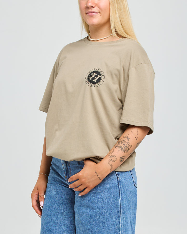 SOLID | WOMENS OVERSIZED SS TEE - KHAKI