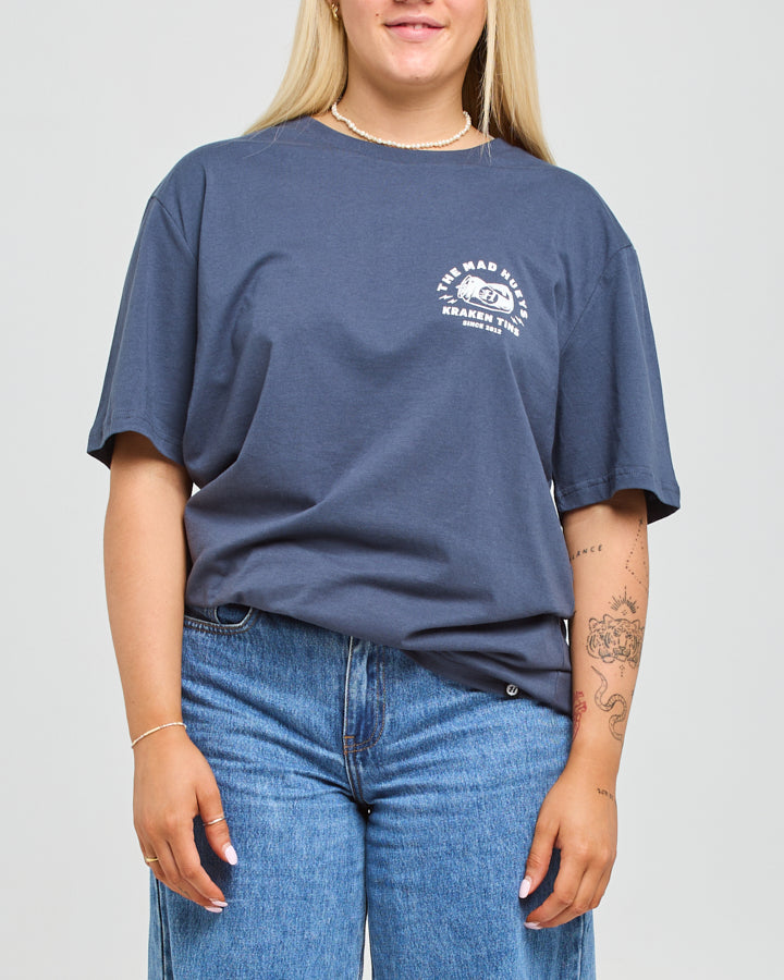 KRAKEN TINS | WOMENS OVERSIZED SS TEE - PETROL BLUE