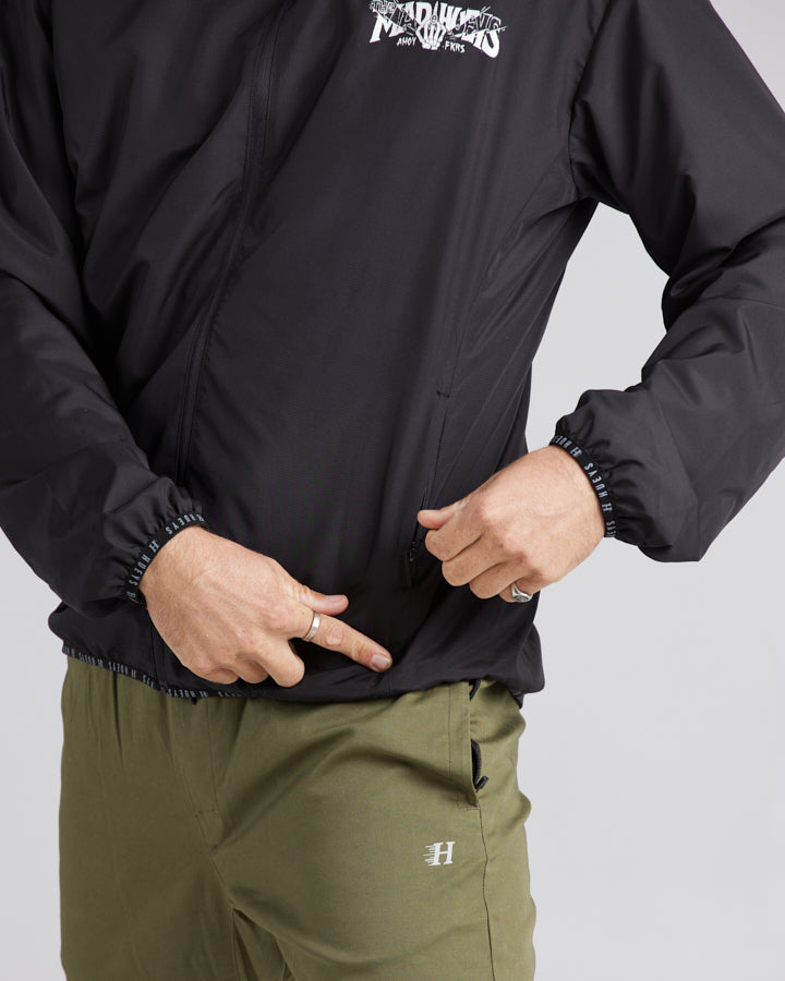 BONES AHOY | ZIP THROUGH SPRAY JACKET - BLACK