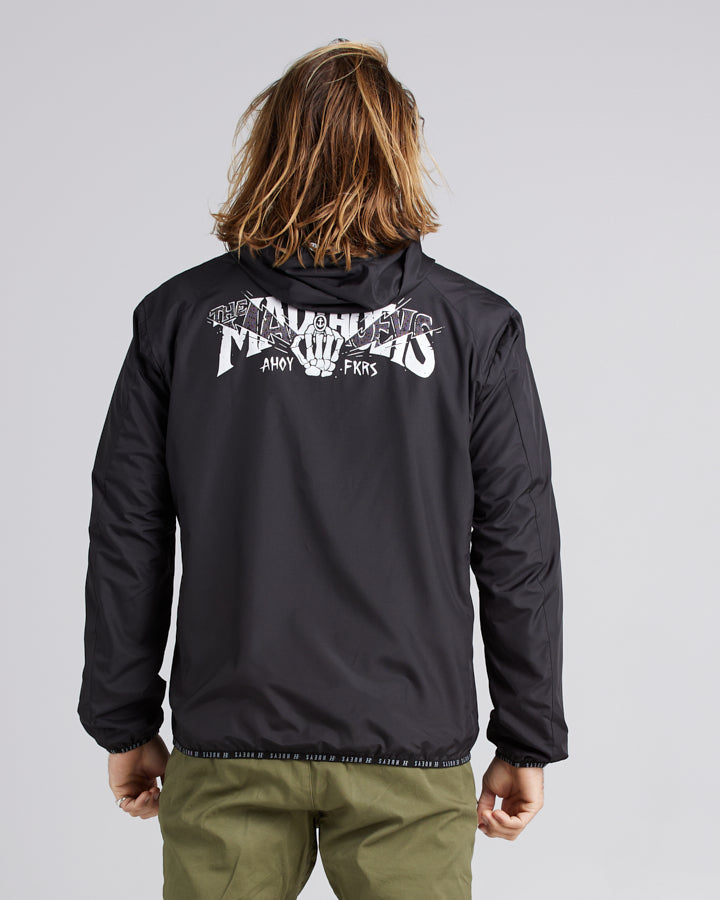 BONES AHOY | ZIP THROUGH SPRAY JACKET - BLACK