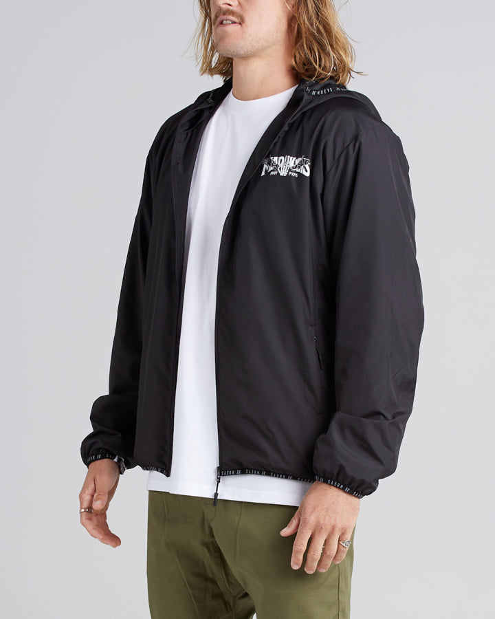 BONES AHOY | ZIP THROUGH SPRAY JACKET - BLACK