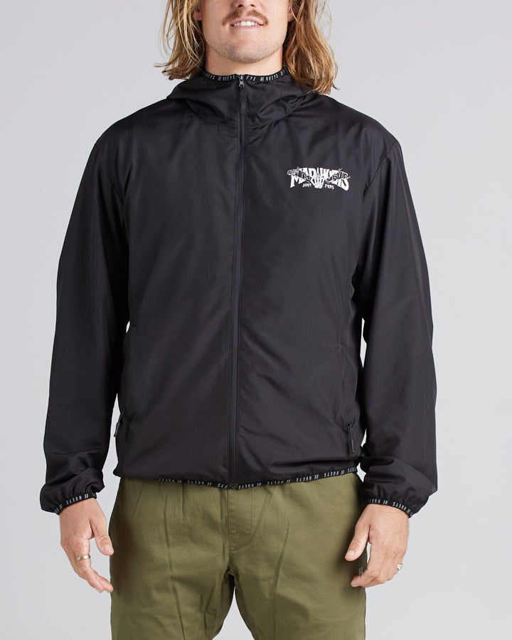 BONES AHOY | ZIP THROUGH SPRAY JACKET - BLACK