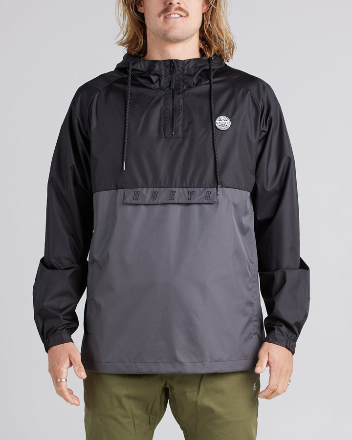 HUEYS GLOBAL | PULLOVER SPRAY JACKET - BLACK/CHAR