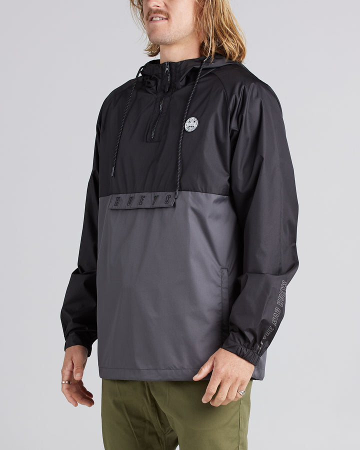 HUEYS GLOBAL | PULLOVER SPRAY JACKET - BLACK/CHAR