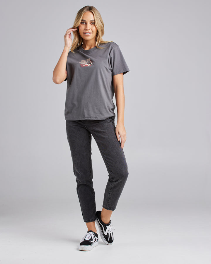 HERE TO FK SPIDERS | WOMENS SS TEE - CHARCOAL