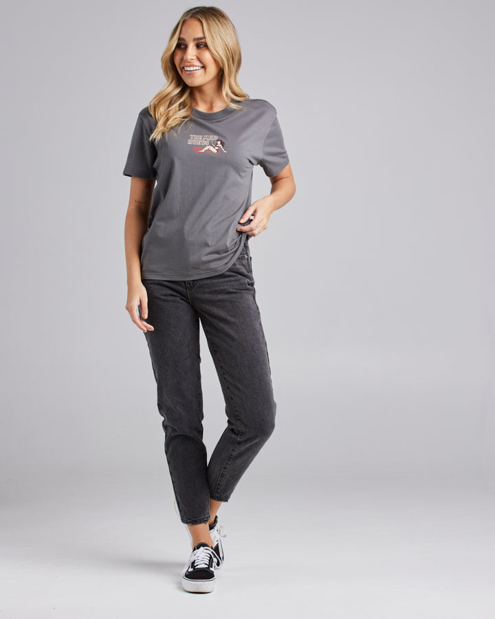 HERE TO FK SPIDERS | WOMENS SS TEE - CHARCOAL