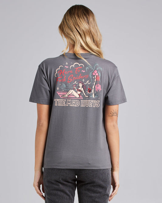 HERE TO FK SPIDERS | WOMENS SS TEE - CHARCOAL