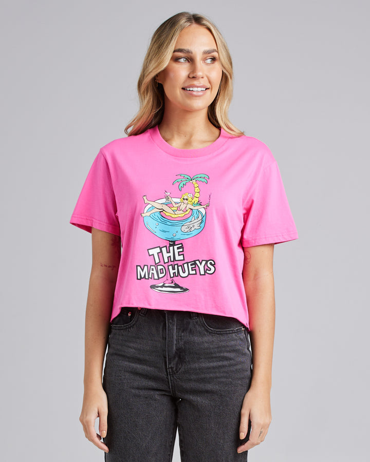 OCEAN COCKTAIL | WOMENS CROPPED TEE - HOT PINK