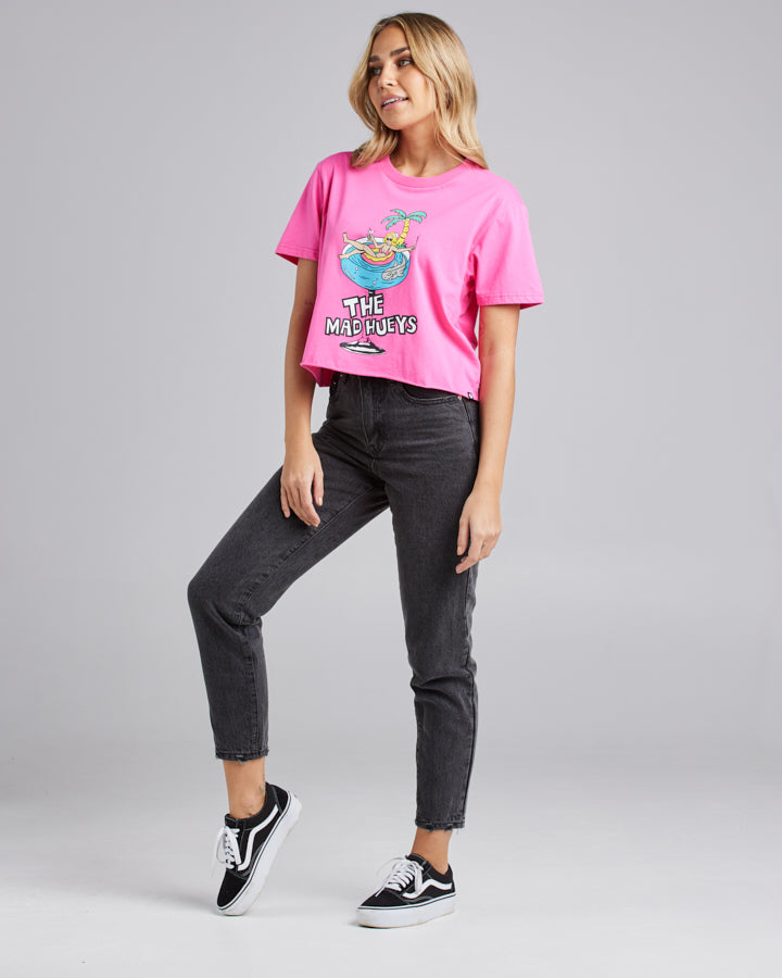 OCEAN COCKTAIL | WOMENS CROPPED TEE - HOT PINK