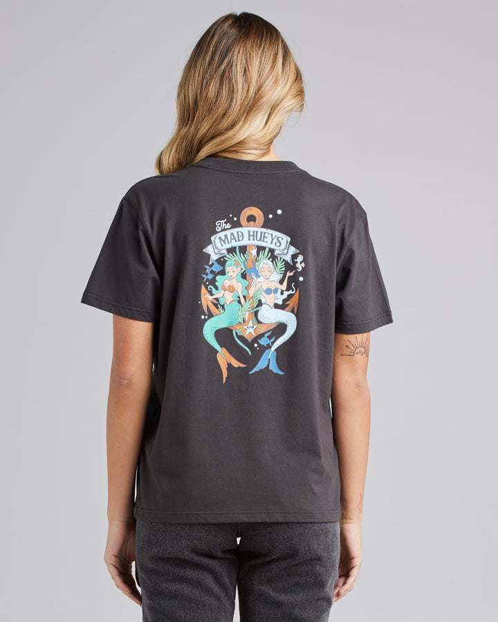 ANCHOR MERMAIDS | WOMENS SS TEE - VINTAGE BLACK