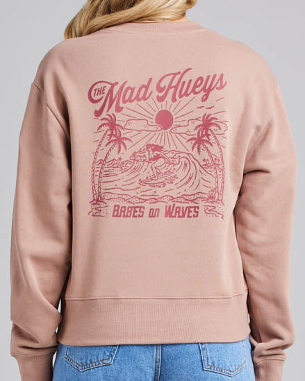 BABES ON WAVES | WOMENS CREW - FAWN