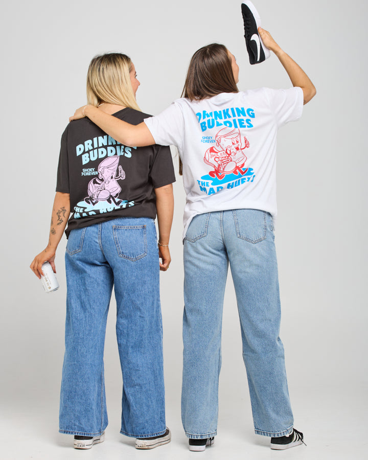 DRINKING BUDDIES | WOMENS OVERSIZED SS TEE - VINTAGE BLACK