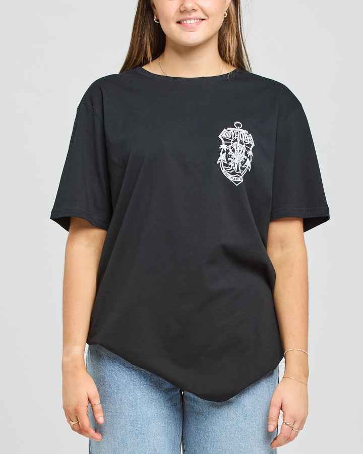 NO FKS GIVEN | WOMENS OVERSIZED SS TEE  - BLACK