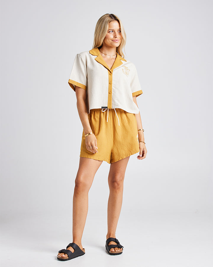 CAMP HUEYS | WOMENS WOVEN SHIRT - CEMENT