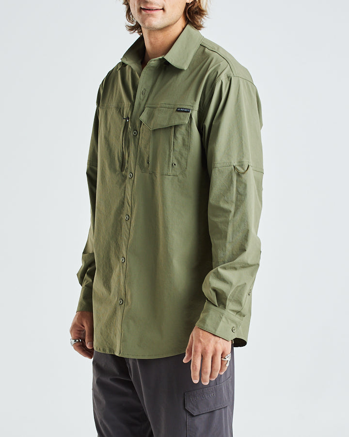 BORN TO FISH | UPF 50+ FISHING SHIRT - DUSTY GREEN