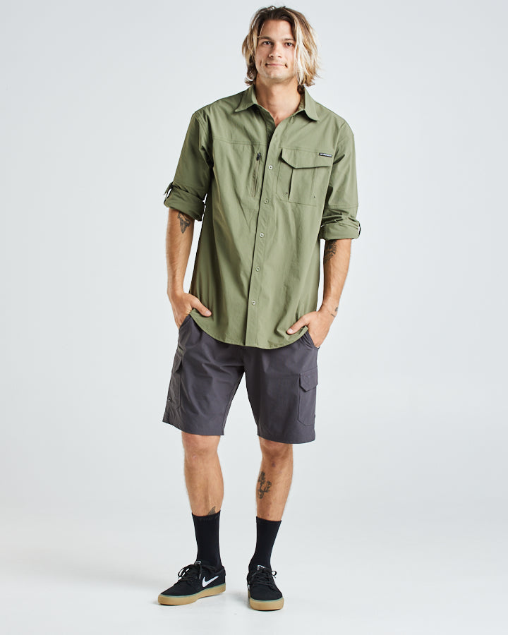 BORN TO FISH | UPF 50+ FISHING SHIRT - DUSTY GREEN