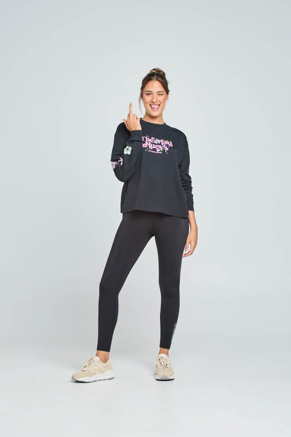 FLORAL HUEYS  | UPF 30+ WOMENS LS TEE - BLACK