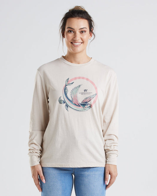 FLYING FISH | UPF 30+ WOMENS LS TEE - CEMENT