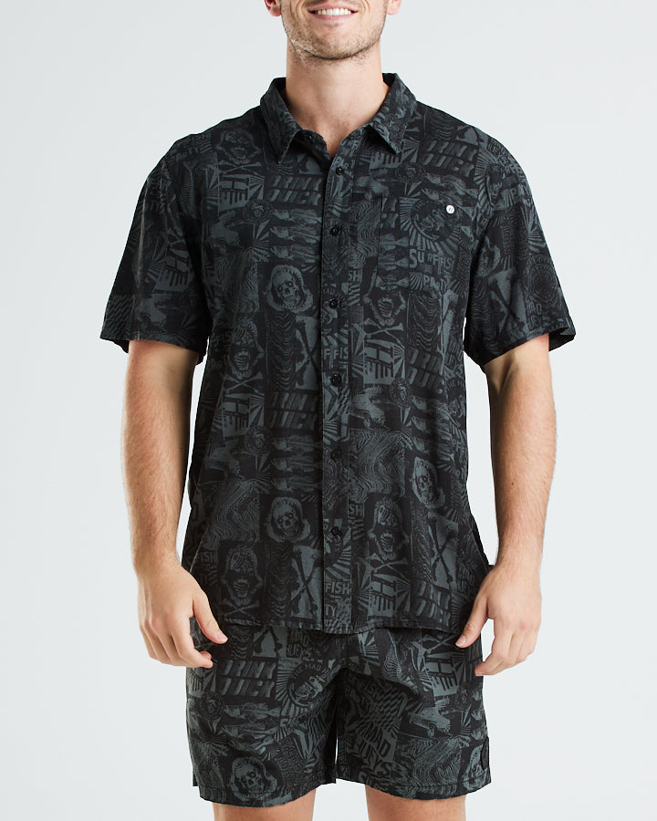 DRINK QUICK II | WOVEN SS SHIRT - VINTAGE BLACK