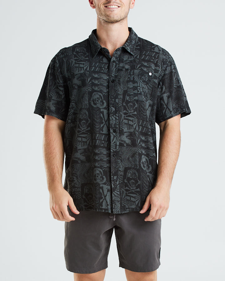 DRINK QUICK II | WOVEN SS SHIRT - VINTAGE BLACK