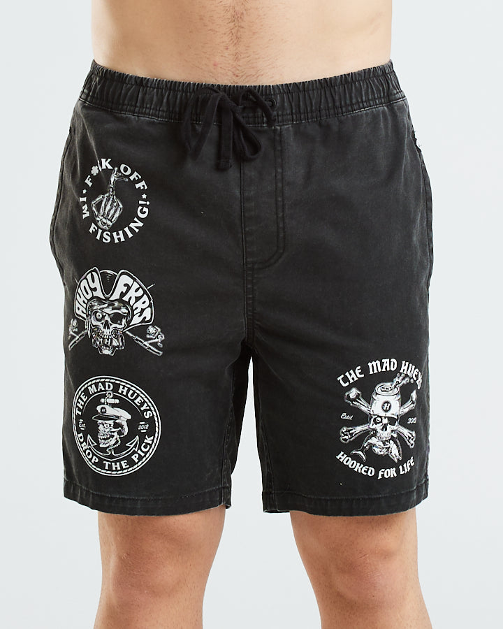 HOOKED FOR LIFE | CHINO SHORT 18" - BLACK