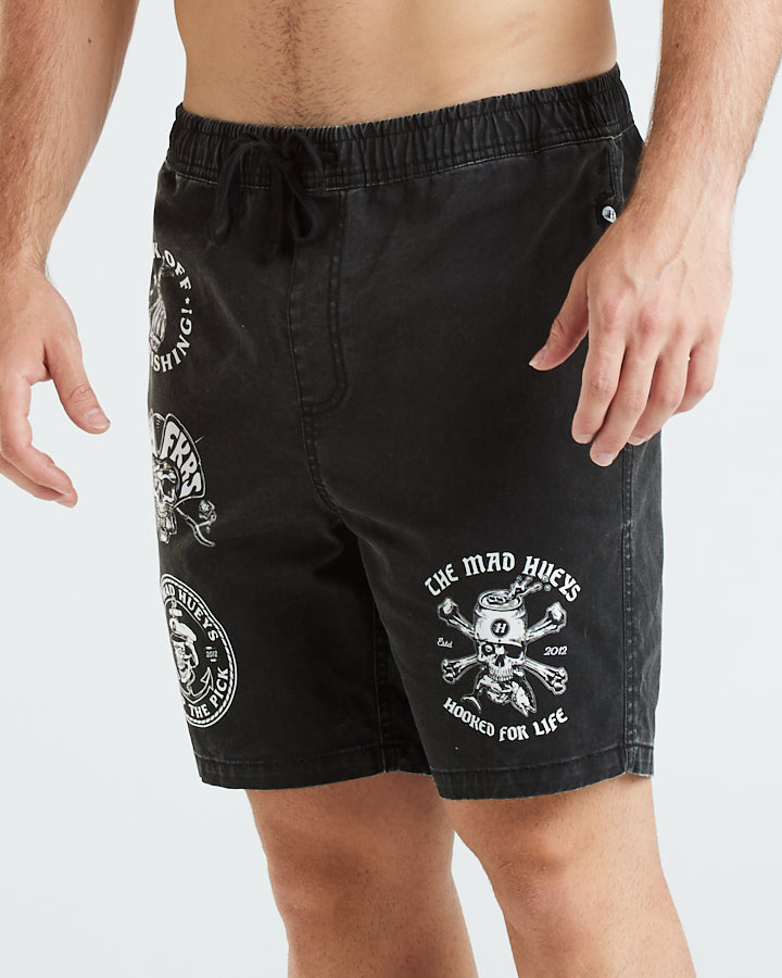 HOOKED FOR LIFE | CHINO SHORT 18" - BLACK